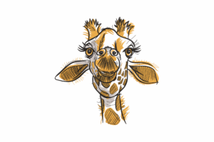 Cute Giraffe Face Embroidery Design