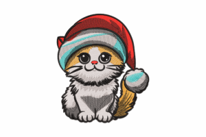Cute Kitty Christmas Embroidery Design