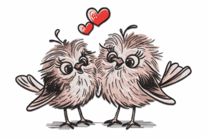Cute Lovebirds Embroidery Design