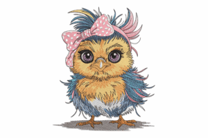 Cute Owl Chick Embroidery Design