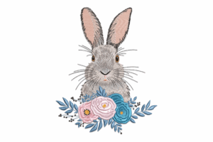 Cute Rabbit with Flower Crown Embroidery Design