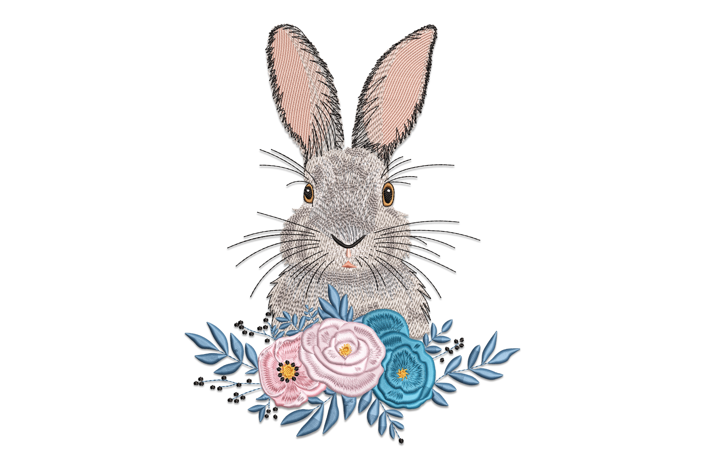 Cute Rabbit with Flower Crown Embroidery Design
