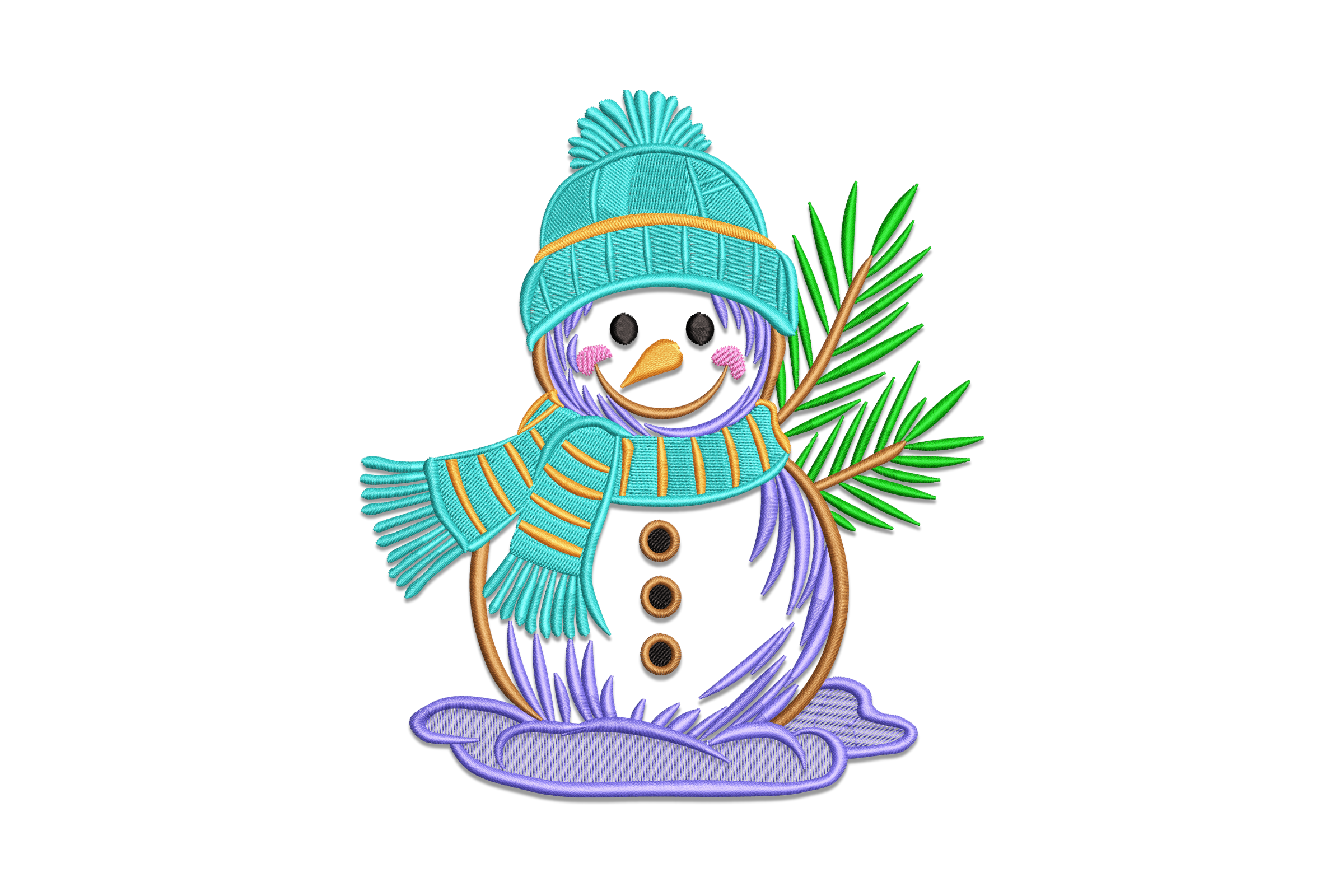 Cute Snowman with Beanie and Scarf Embroidery Design