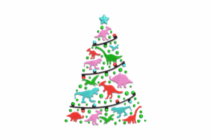 Dinosaur Christmas Tree Embroidery Design