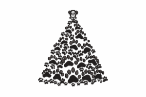 Dog Paw Christmas Tree Embroidery Design