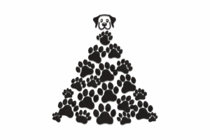 Dog Paw Christmas Tree Machine Embroidery Design