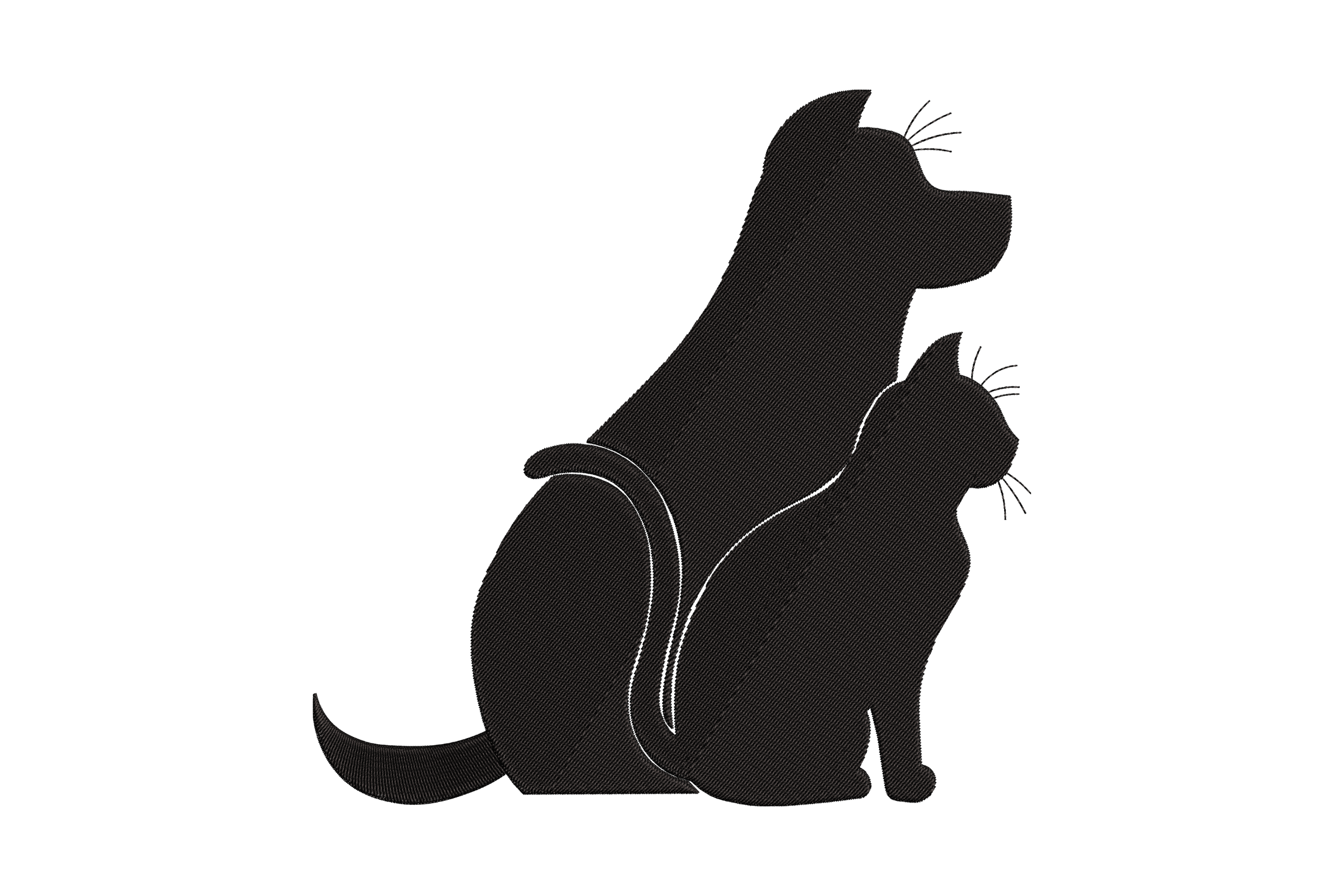 Dog and Cat Silhouette Embroidery Design