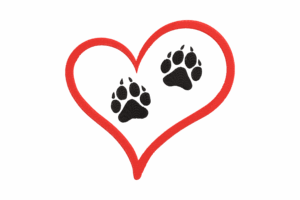 Double Paw Prints in Heart Embroidery Design