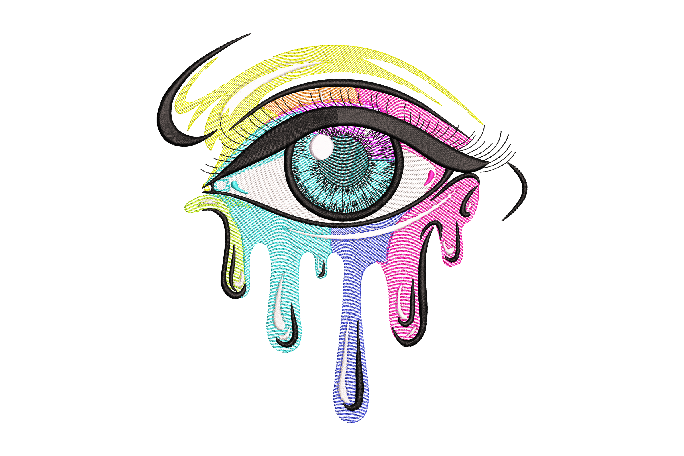 Dripping Eye Embroidery Design