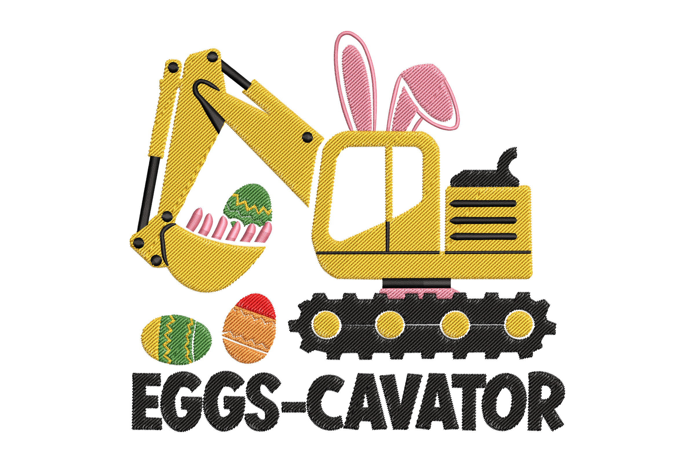 Eggs-cavator Easter Embroidery Design