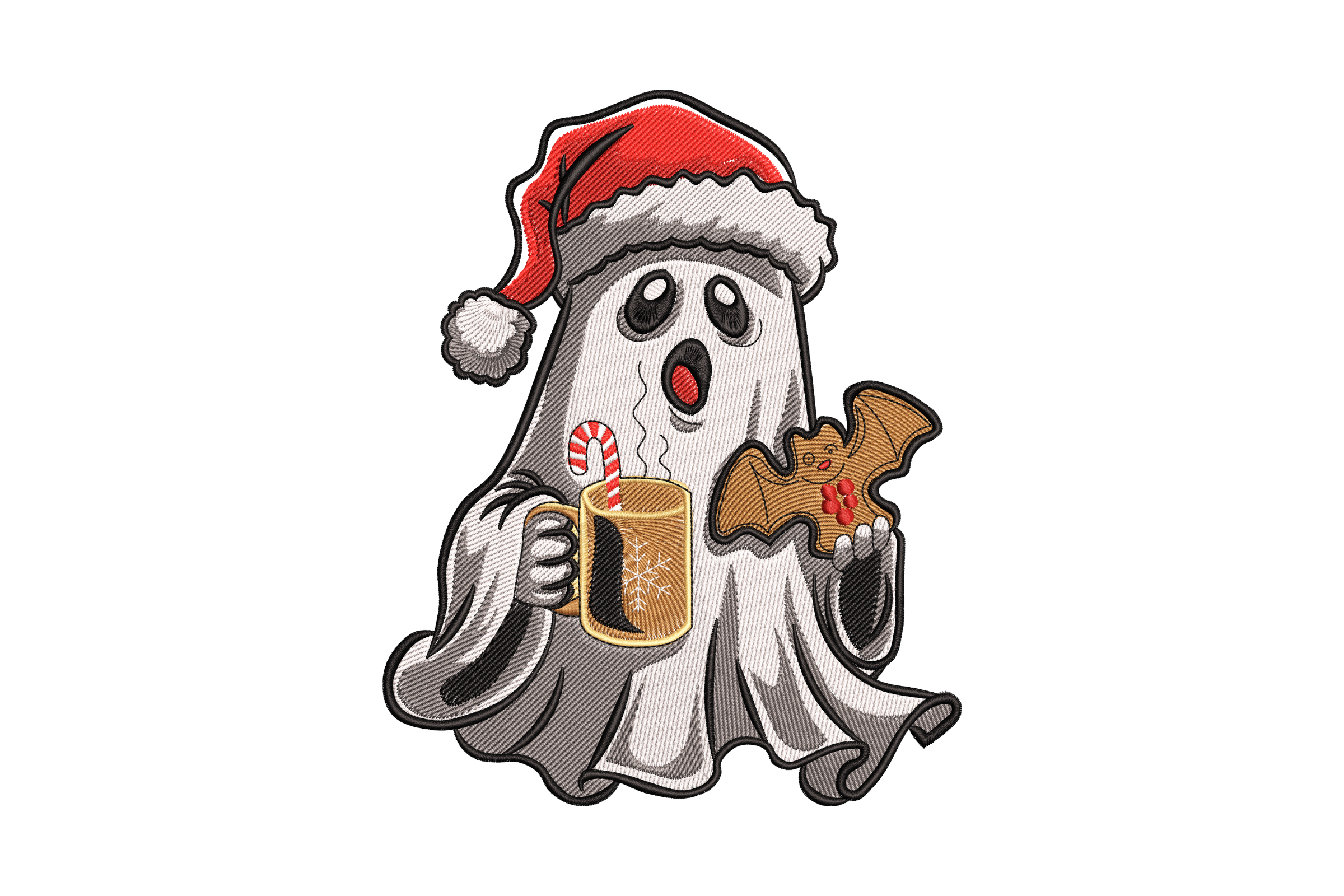 Elegant Christmas Ghost Machine Embroidery Design