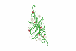 Elegant Christmas Holly Vine Embroidery Design