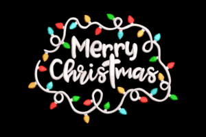 Elegant Merry Christmas Lights Embroidery Design