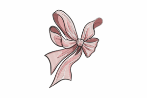 Elegant Pink Ribbon Bow Embroidery Design