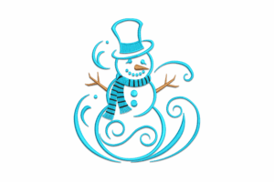 Elegant Swirly Snowman Embroidery Design
