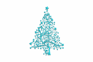 Elegant Swirly Star Christmas Tree Embroidery Design
