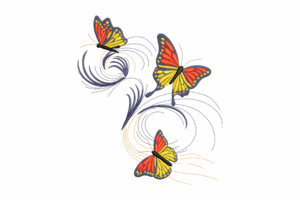 Elegant Trio of Butterflies Embroidery Design