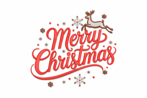 Merry Christmas with Reindeer Embroidery Design