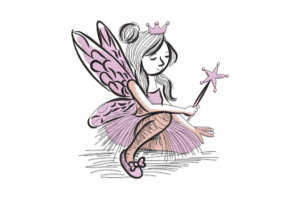 Fairy Girl with Crown Embroidery Design