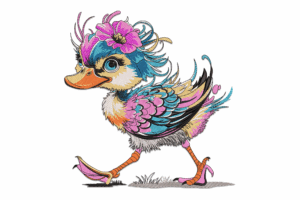 Fashion Duck Embroidery Design