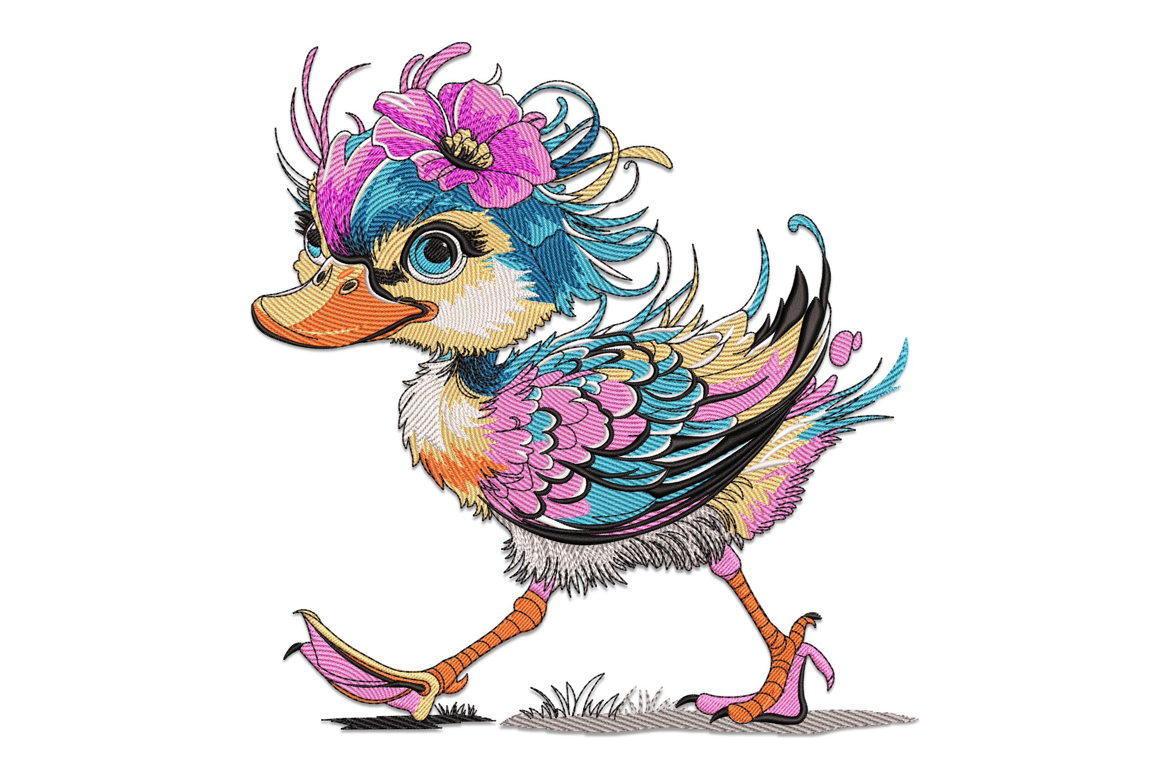 Fashion Duck Embroidery Design