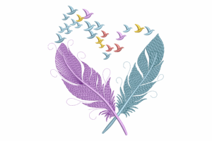 Feathers and Birds Embroidery Design