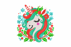 Free Festive Unicorn Embroidery Design