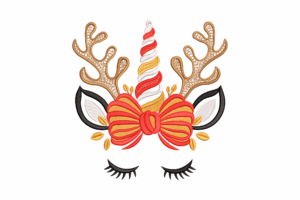 Festive Unicorn Reindeer Embroidery Design