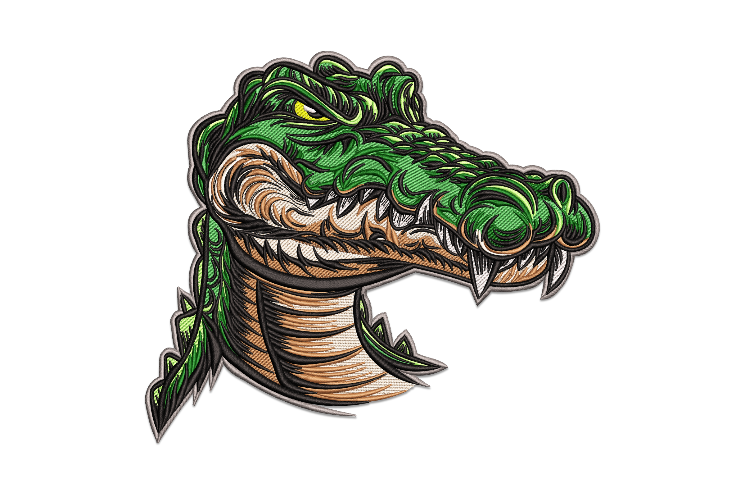 Fierce Alligator Head Embroidery Design