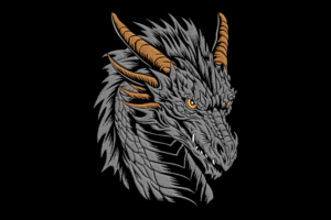 Fierce Gray Dragon Head Embroidery Design