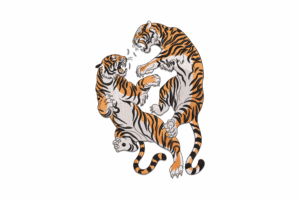 Fighting Tigers Embroidery Design