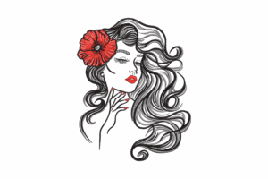 Floral Beauty Portrait Embroidery Design