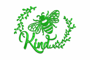 Floral Bee Kind Embroidery Design