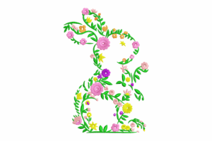 Floral Bunny Silhouette Machine Embroidery Design