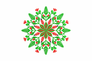 Floral Christmas Snowflake Embroidery Design