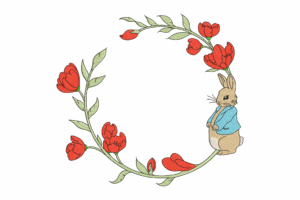 Floral Frame Bunny Embroidery Design