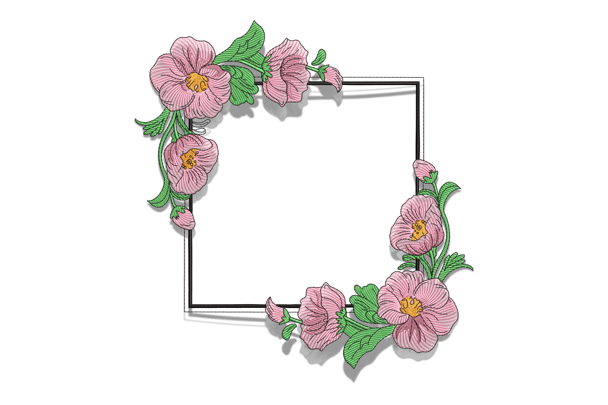 Floral Frame Embroidery Design