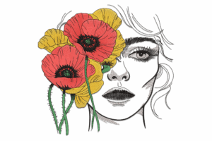 Floral Woman Face Machine Embroidery Design