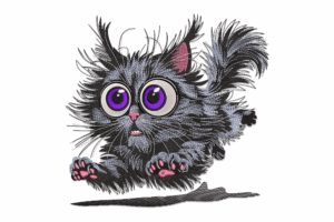 Fluffy Crazy Cat Embroidery Design