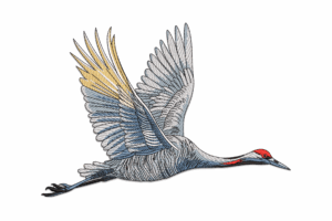 Flying Crane Embroidery Design