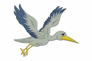 Flying Heron Embroidery Design