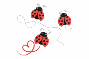 Flying Ladybugs with Heart Embroidery Design