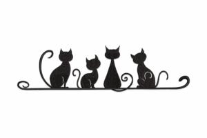 Four Cats on a Line Embroidery Design