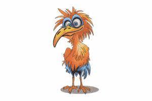 Funky Cartoon Bird Embroidery Design