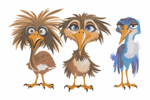 Funny Birds Trio Embroidery Design