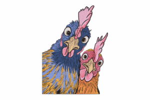 Funny Chicken Pair Embroidery Design
