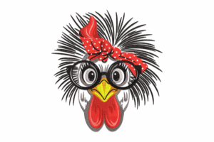 Funny Chicken with Glasses Embroidery Design