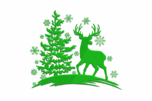 Reindeer and Christmas Tree Silhouette Embroidery Design