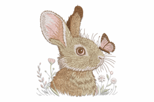 Gentle Bunny & Butterfly Embroidery Design