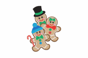 Gingerbread Family Embroidery Design